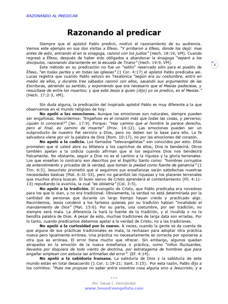 Razonando Al Predicar | PDF | Primera epístola a los corintios | Pablo ...
