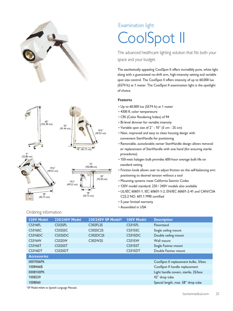 Burton Lights CoolSpot II | PDF | Lighting | Light