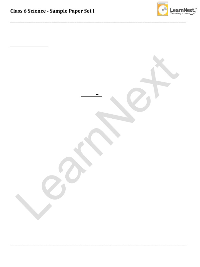 Class 6 Science Set I Sample Papers | PDF