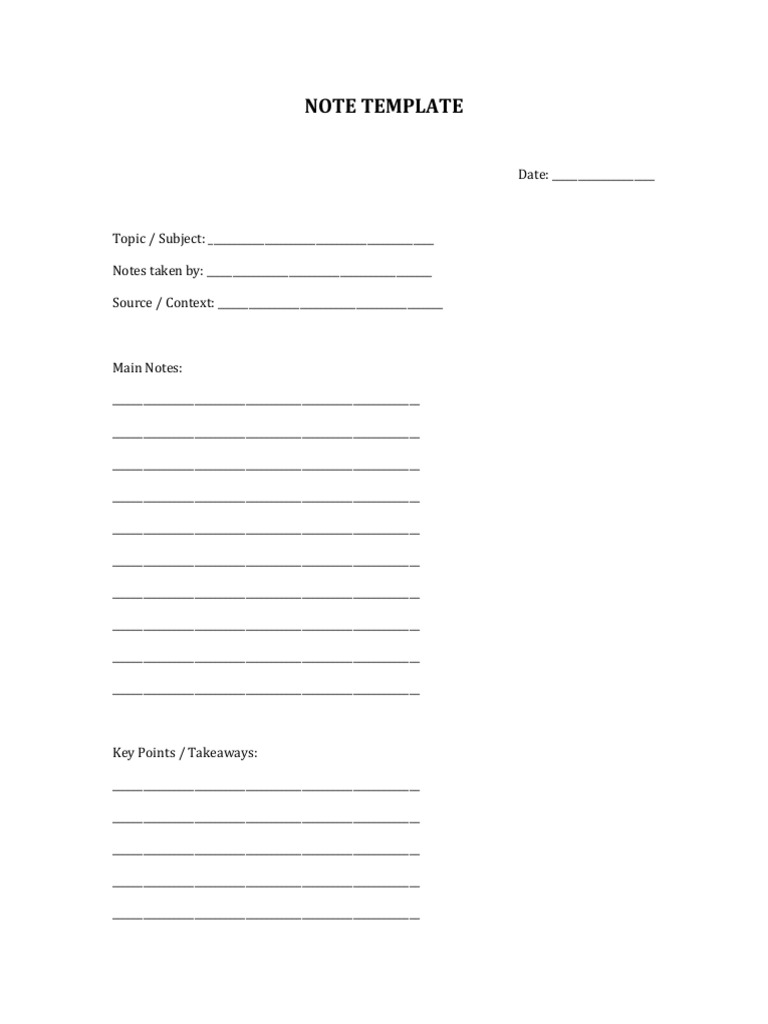 General Note Template | PDF