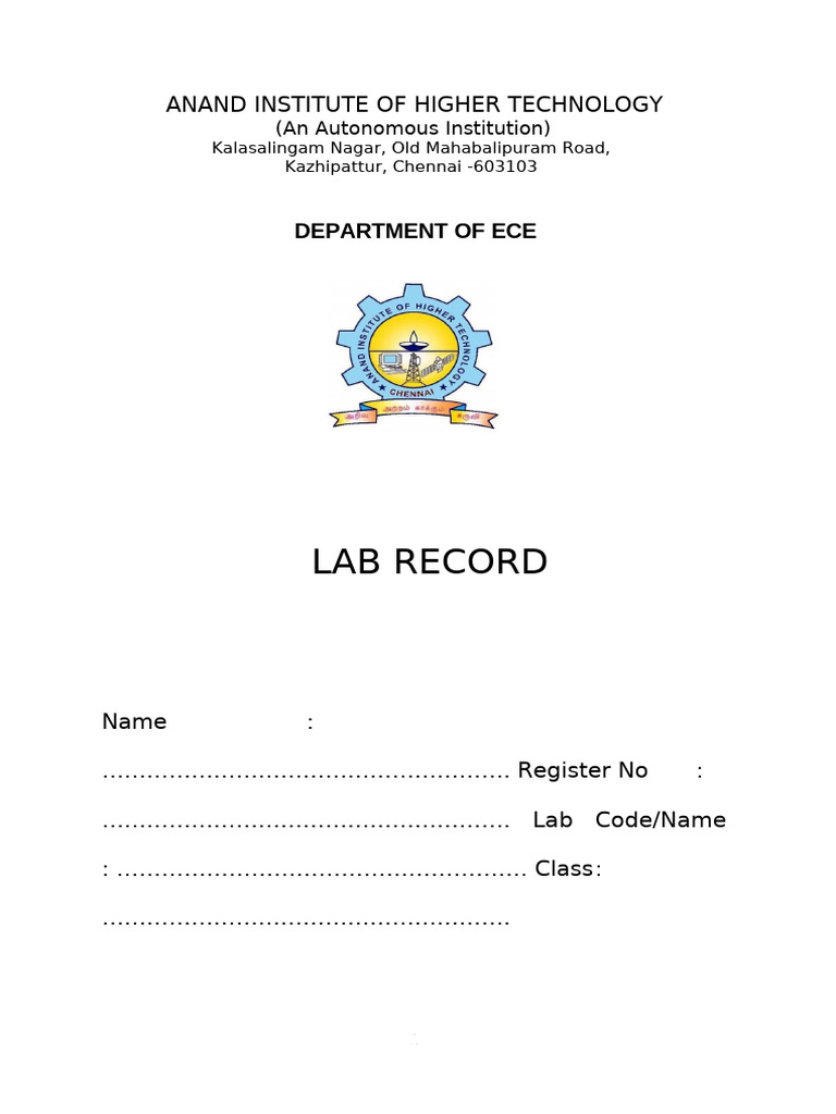 Lab Front Pages to BE EDIT | PDF