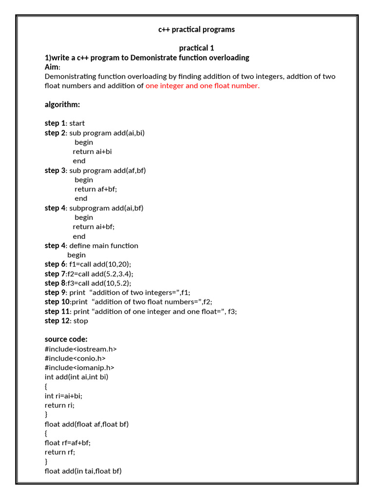 cpp practicals 2009 | PDF | Length | Software Development