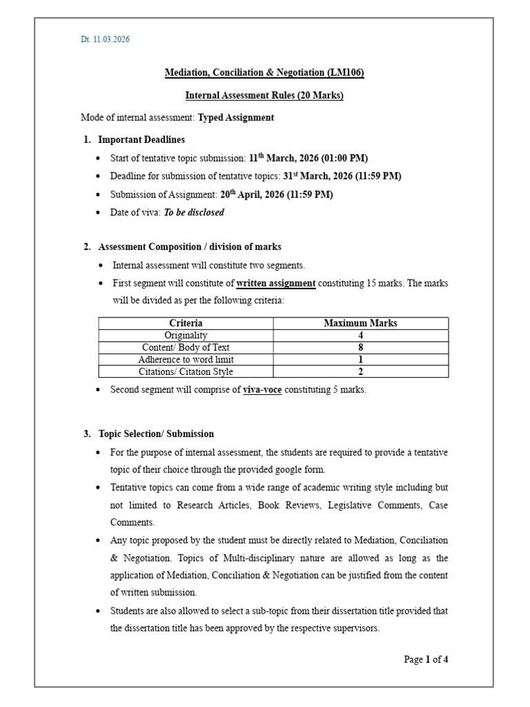 Internal Assignment Rules (1) | PDF