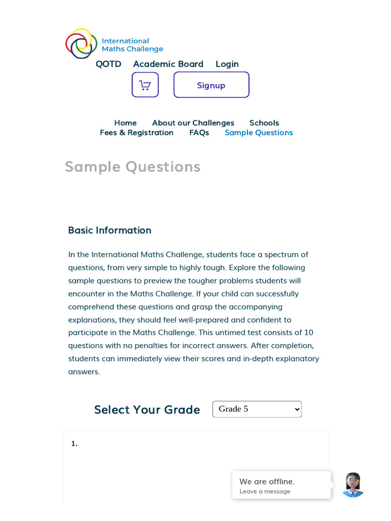 Sample Questions - International Maths Challenge | PDF
