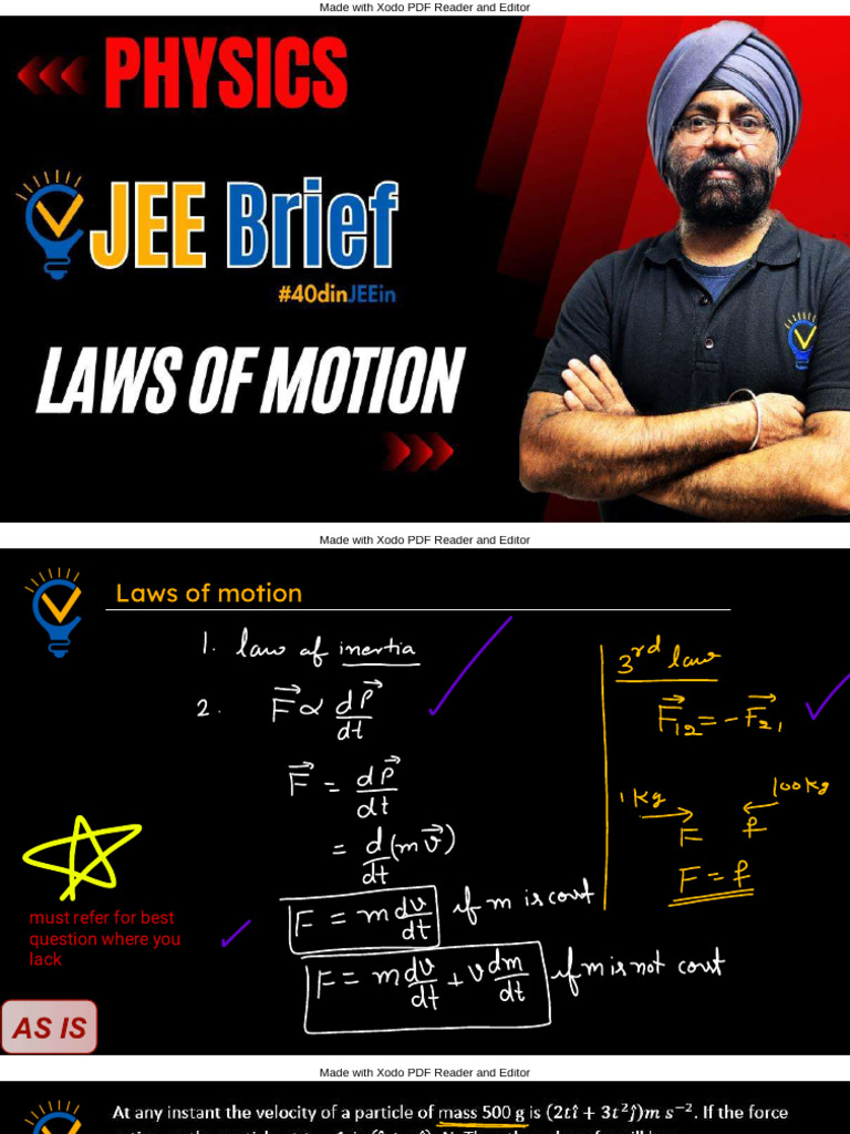 ,,,JEE Brief_ Laws of Motion | PDF | Mechanics | Physics