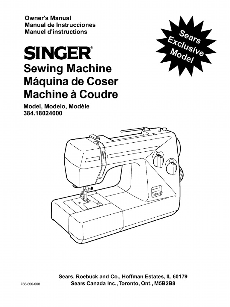 Singer Manual 384.18024000 PDF Sewing Machine Needlework