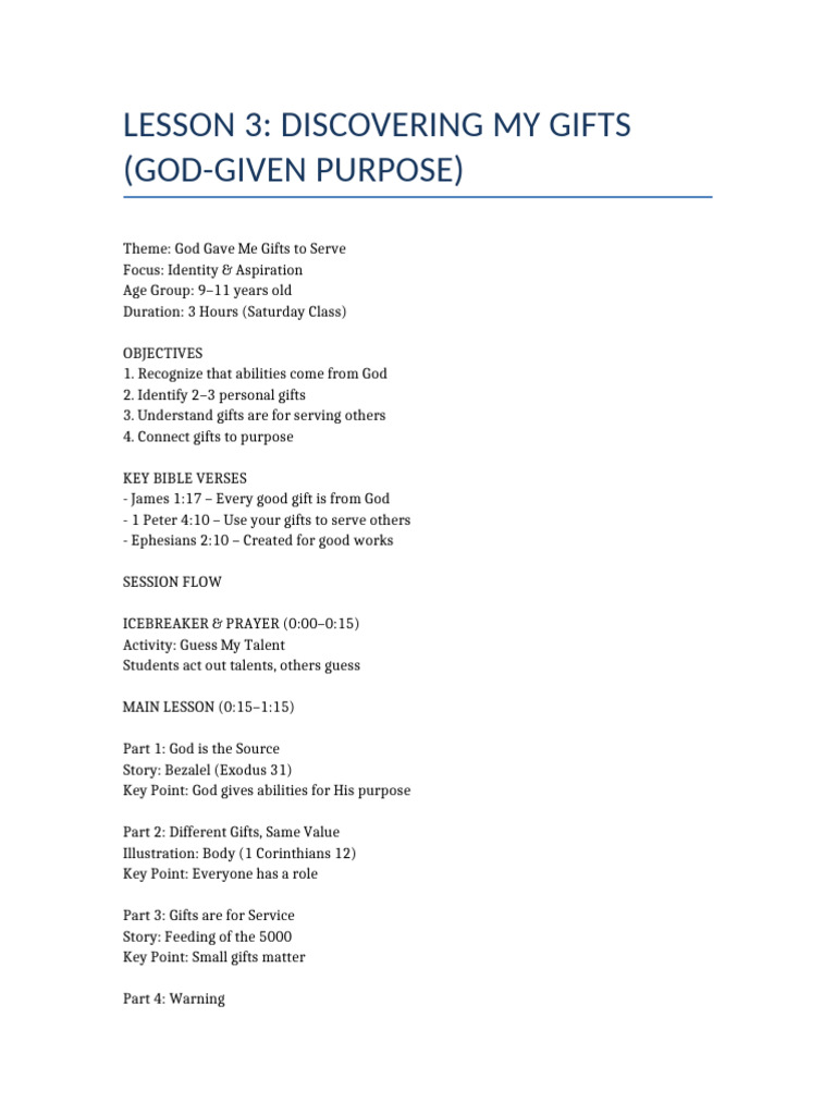 Lesson 3 Discovering My Gifts | PDF
