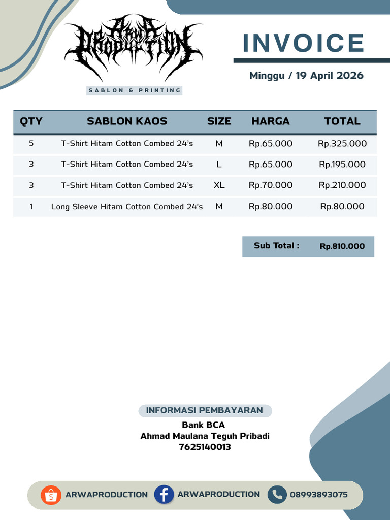 Nota Kaos Panitia Dakmoon | PDF