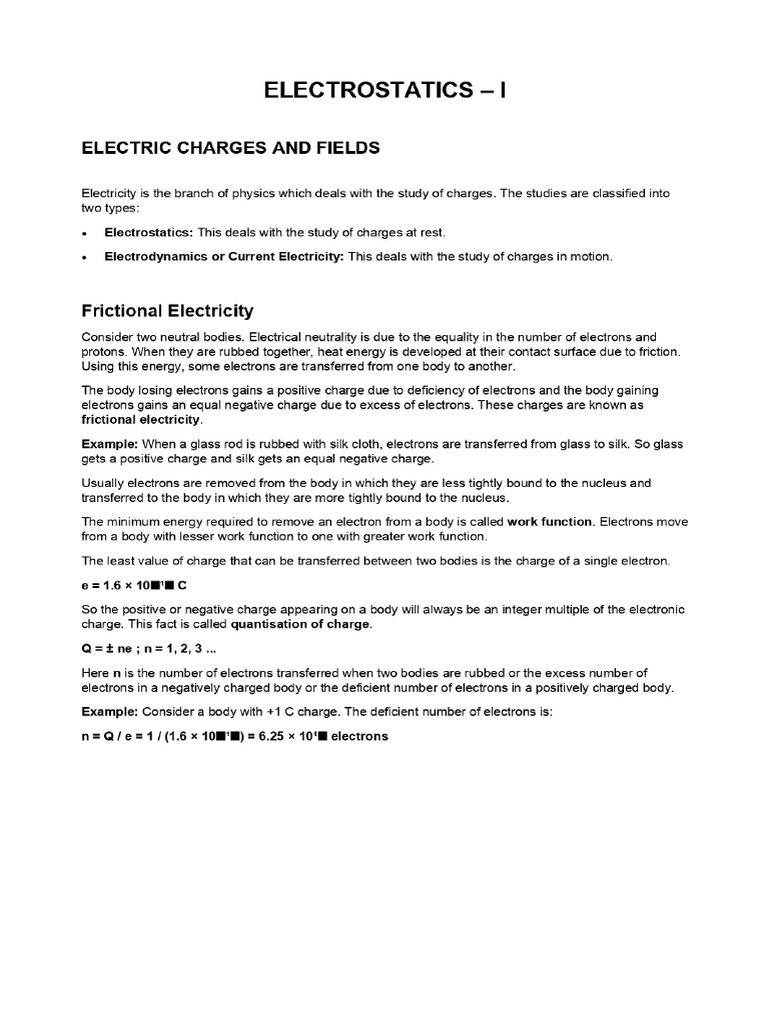Electrostatics Notes (1) | PDF