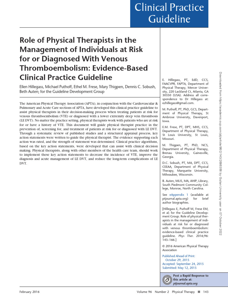 Dvt Guideline 2016 | PDF | Thrombosis | Health Care
