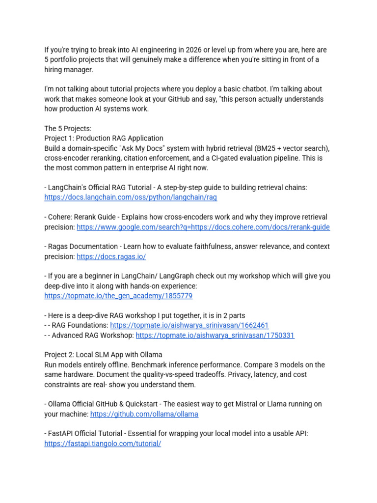 5 AI Engineer Projects to Build in 2026 _ Resources | PDF