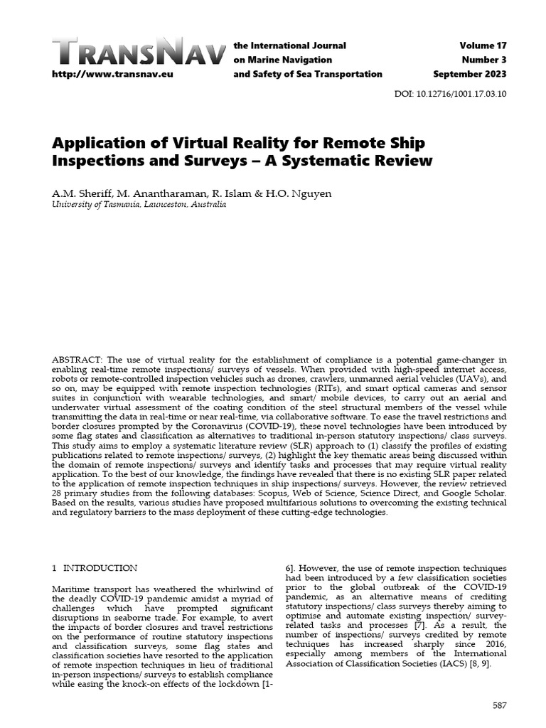 Application of Virtual Reality for Remote Ship Inspections and Surveys ...