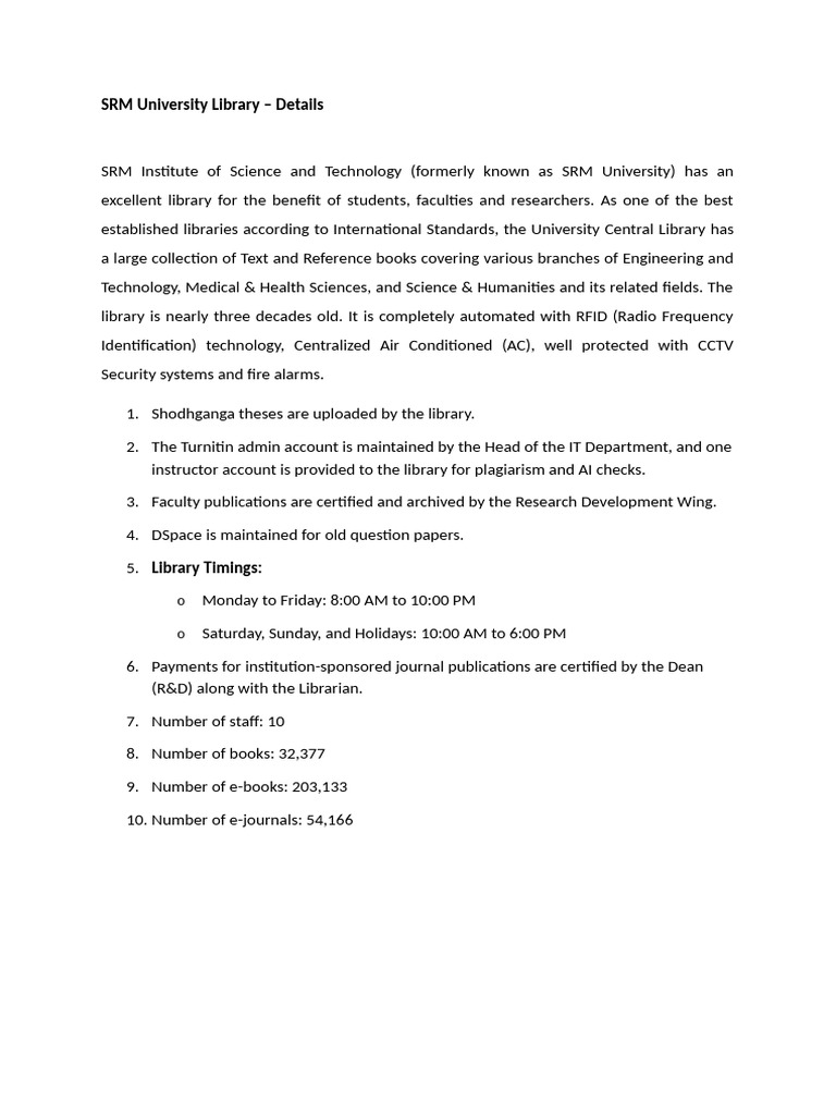 Report about library | PDF | Turnitin | Libraries