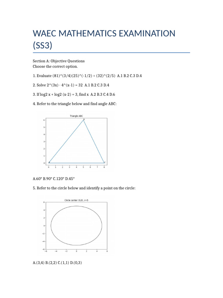 WAEC Math Exam | PDF