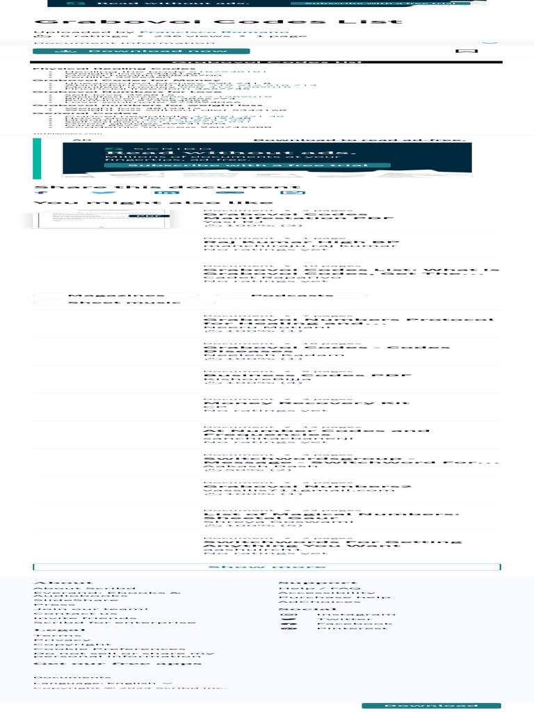 Grabovoi Codes List PDF | PDF | Scribd
