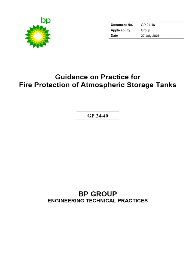GP 24-40 Fire Protection of Atmospheric Storage Tanks (2006) | PDF