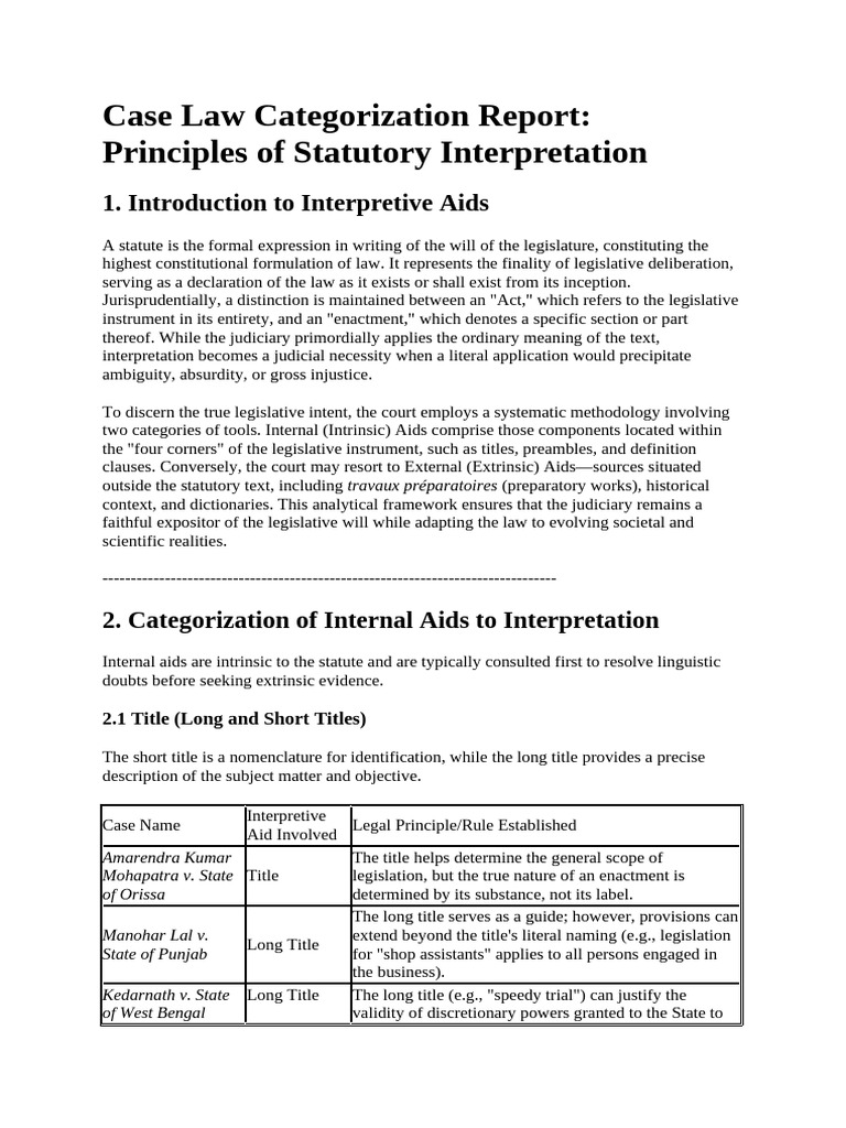 Case Law Categorization Report | PDF
