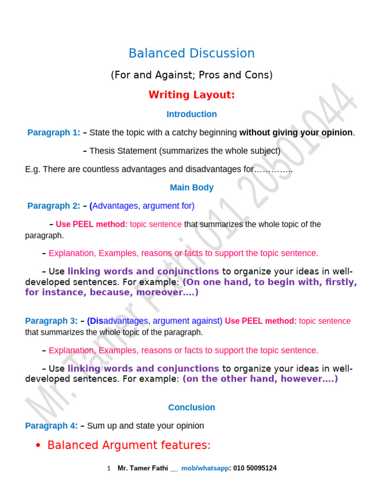 Balanced Discussion Outline and Features | PDF