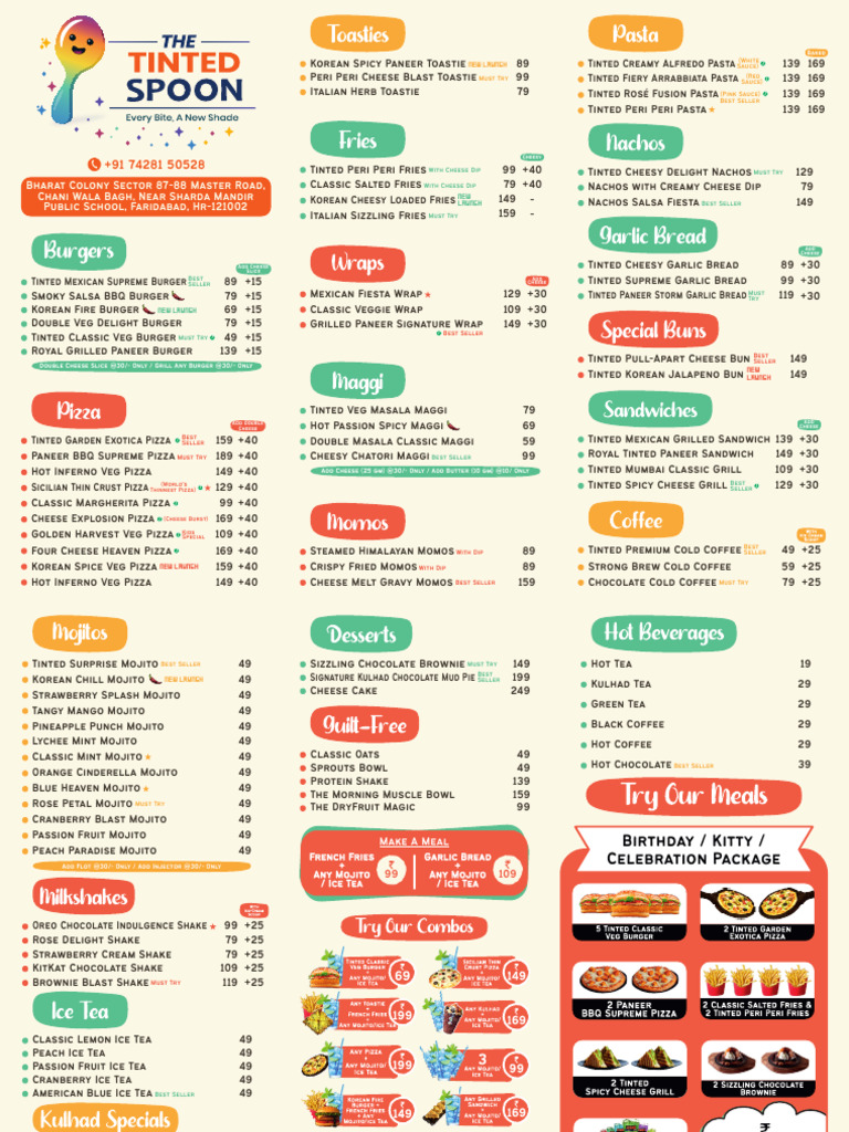 The Tinted Spoon Tri Fold Menu | PDF | Hamburgers | Pizza