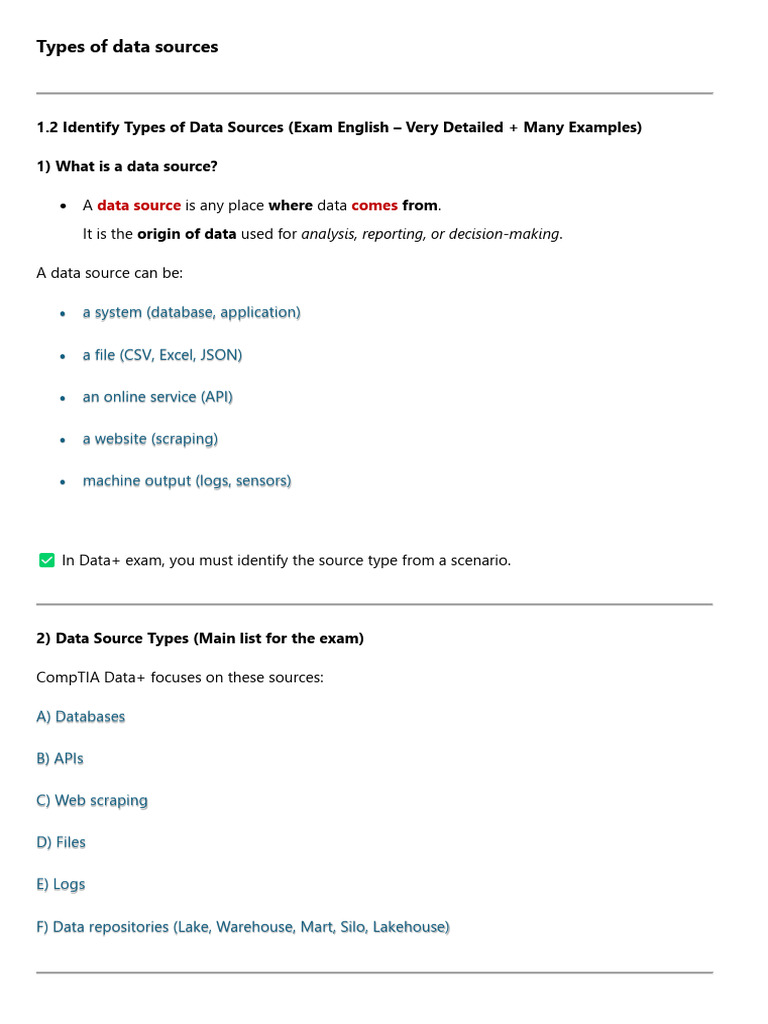 Types of Data Sources | PDF