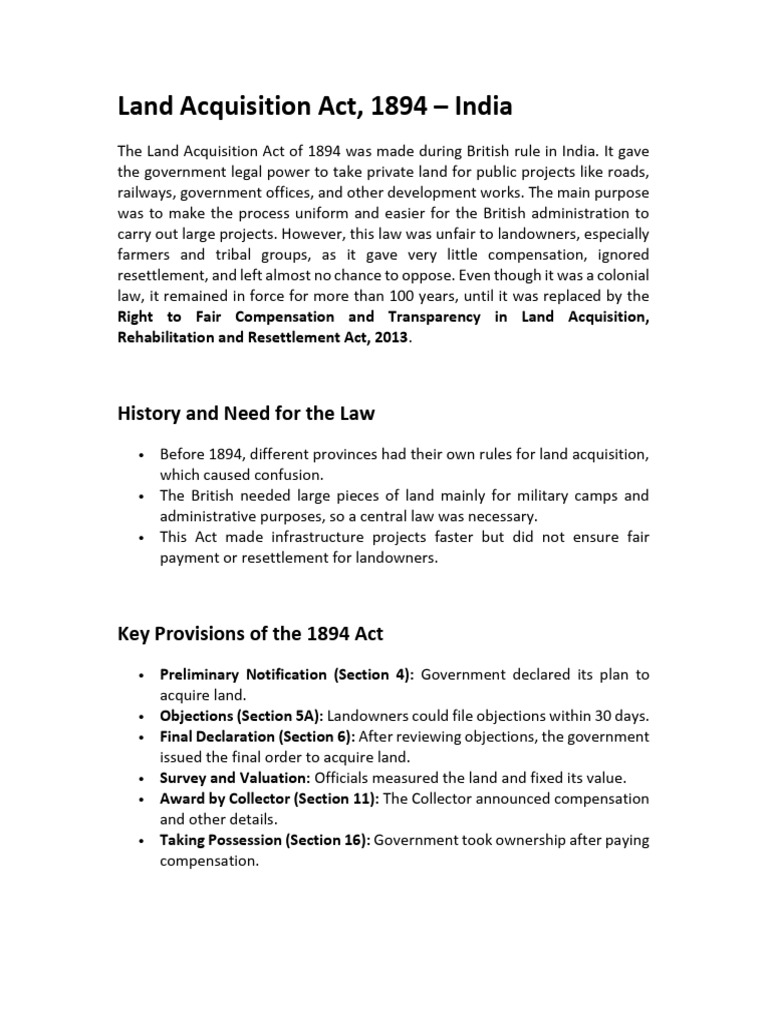 Land Acquisition Act 2021147 | PDF | Eminent Domain | Natural Resources Law