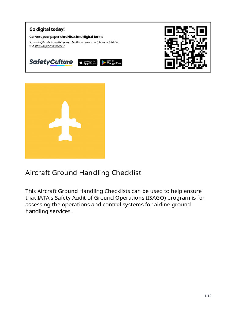 Aircraft Ground Handling Checklist | PDF