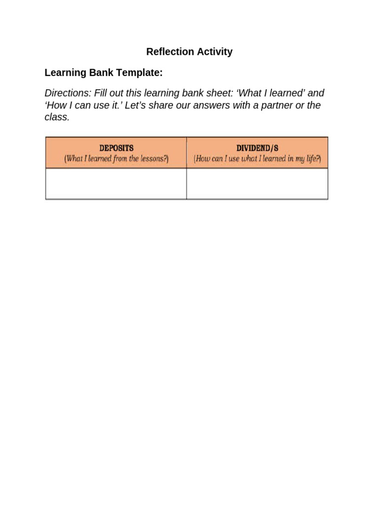Reflection Activity | PDF