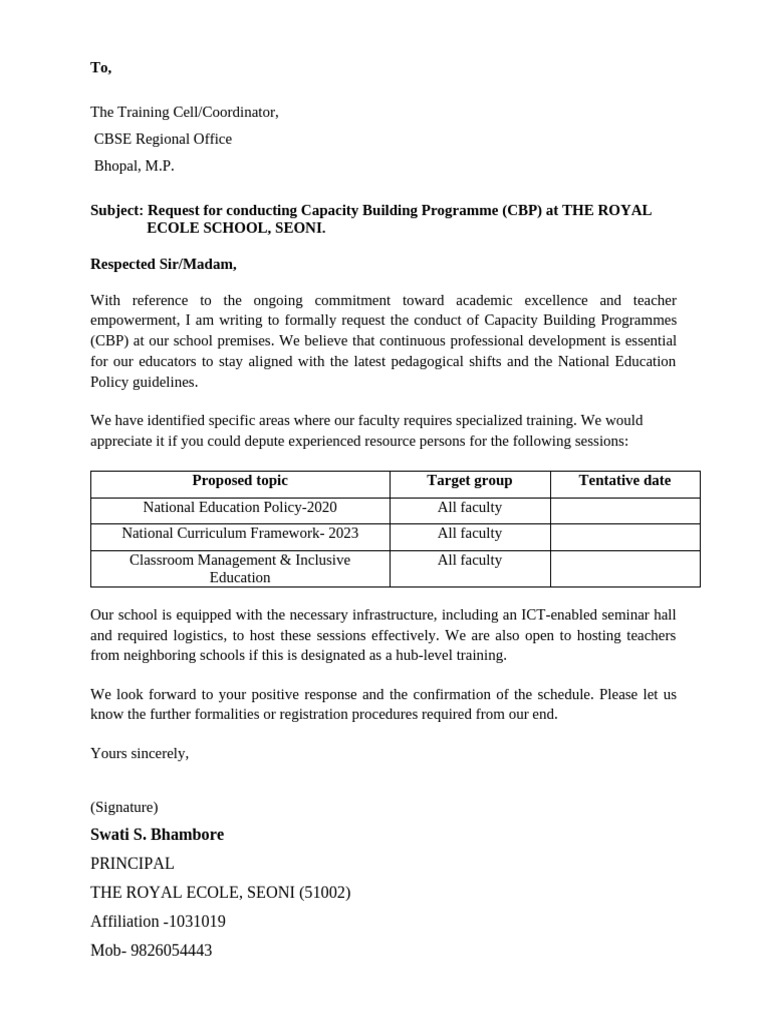 Training Letter CBP | PDF