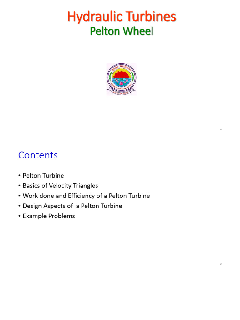 FMM Hydraulic Turbines Pelton Wheel | PDF | Turbine | Jet Engine