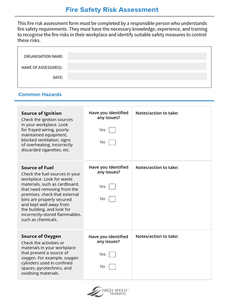 Fire Risk Assessment Template Compressed | PDF | Fire Safety | Fires