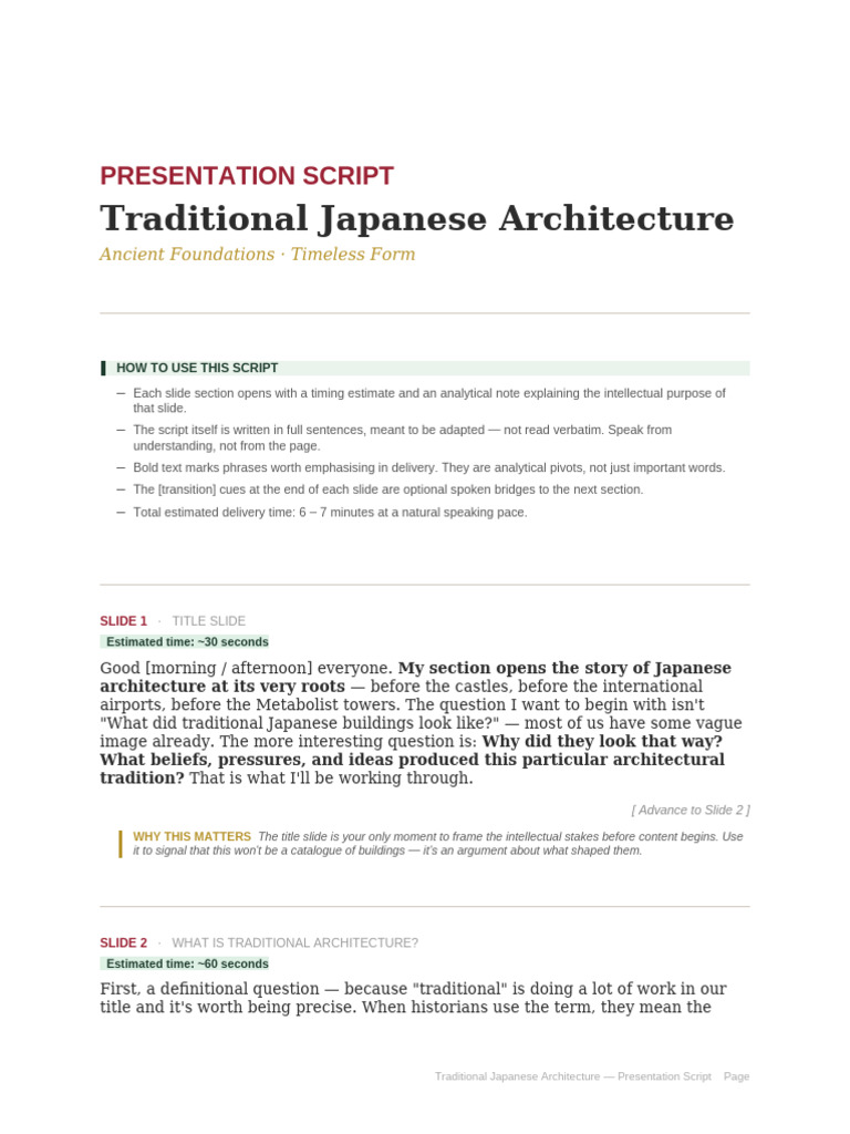 Traditional Japanese Architecture Script | PDF | Shinto | Space