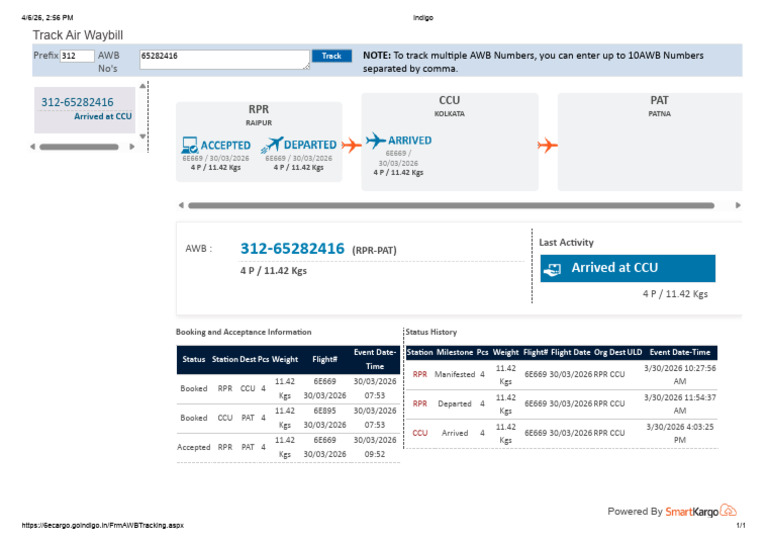 312-65282416 awb tracking | PDF | Business Documents
