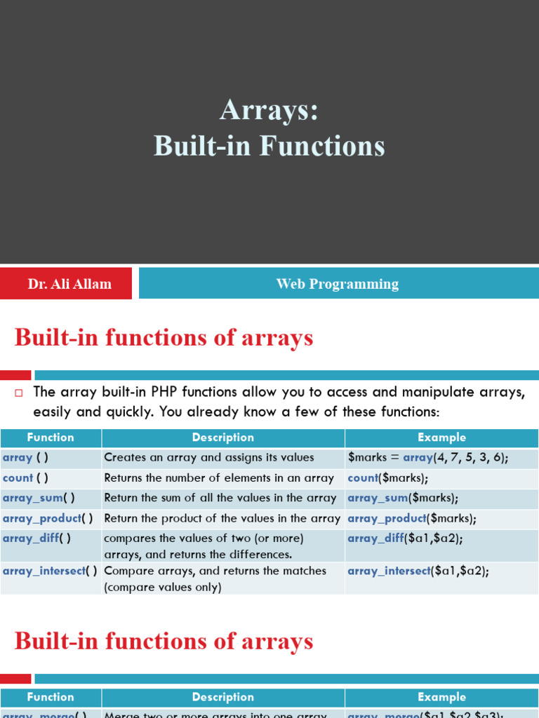 (Lesson 2) - Arrays Built-In Functions | PDF | Computer Data | Computer ...