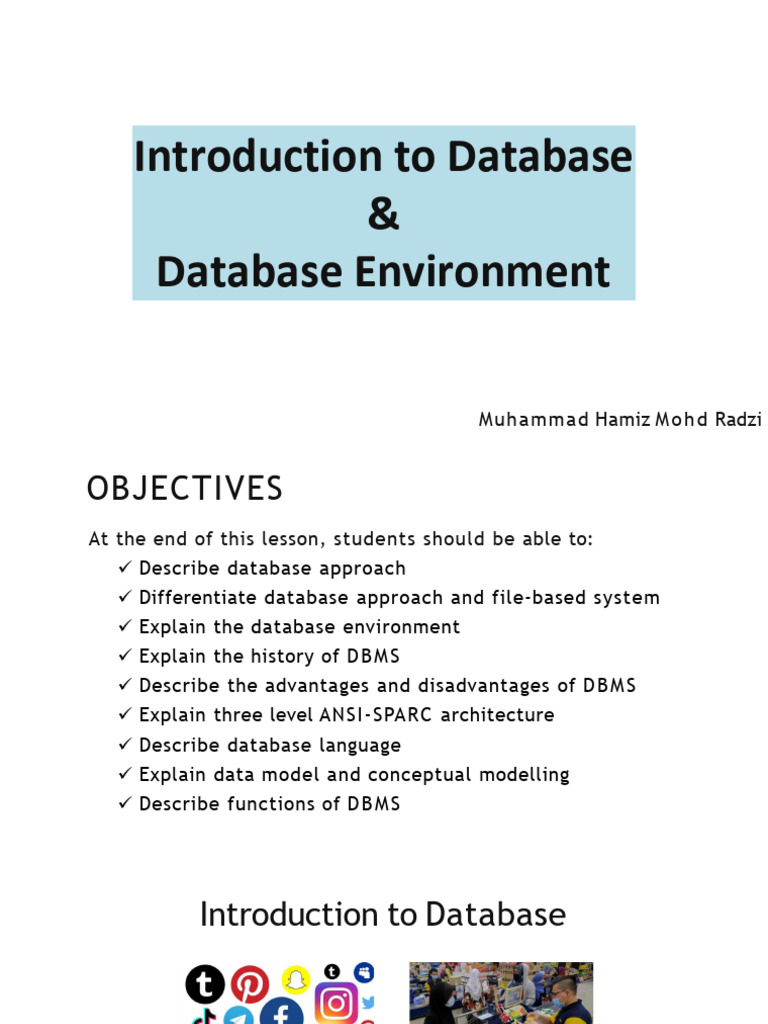 Lecture 1 - Introduction to Database and Database Environment V2 | PDF ...