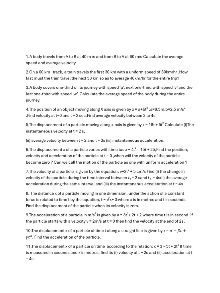 Motion in a Straight Line Worksheet 2 | PDF | Velocity | Acceleration