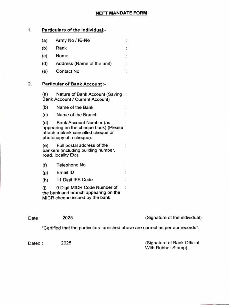NEFT FORM | PDF