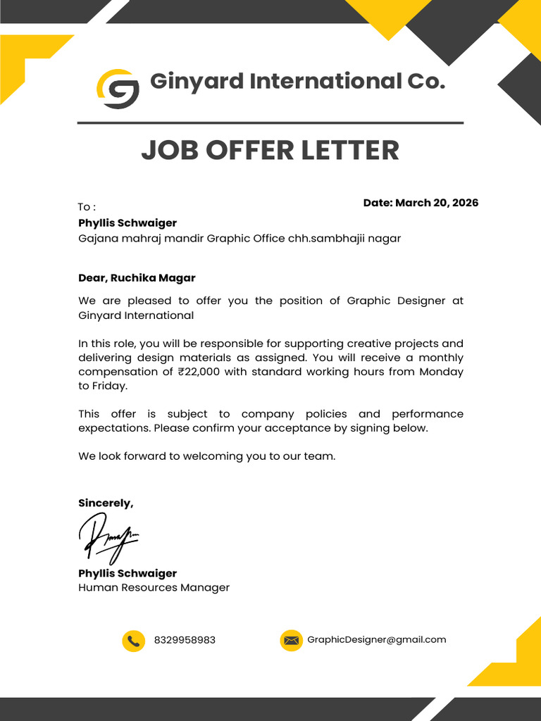 Job Offer Letter A4 Document | PDF