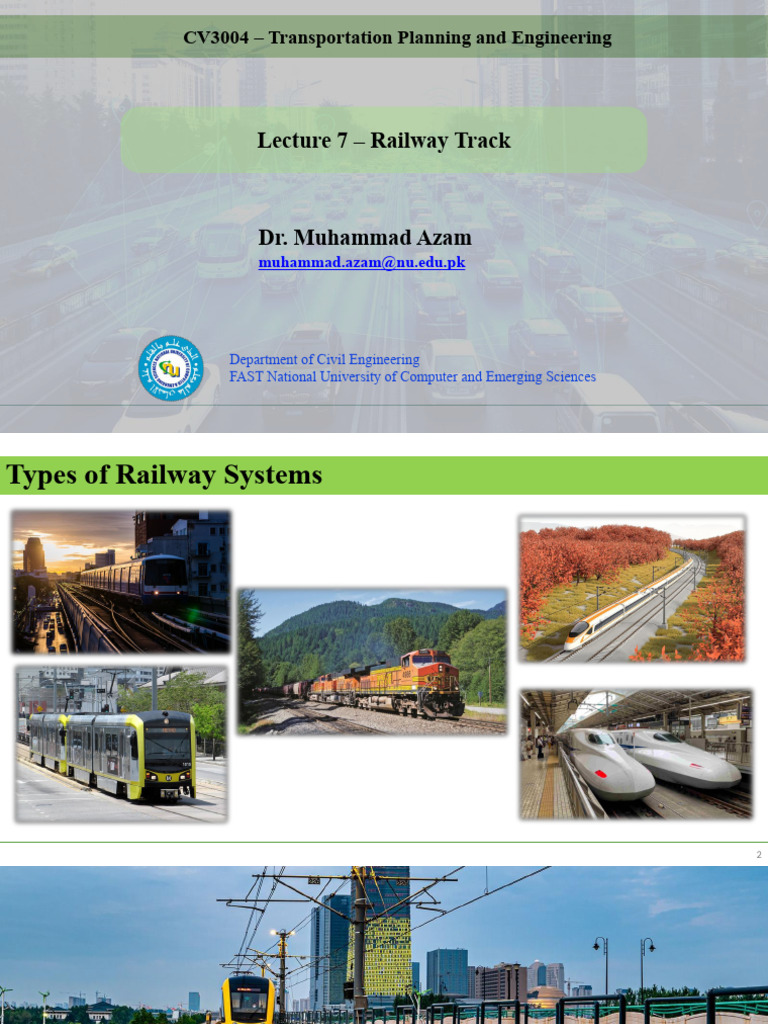 Lecture 7 – Railway Track | PDF | Track Gauge | Rail Transport