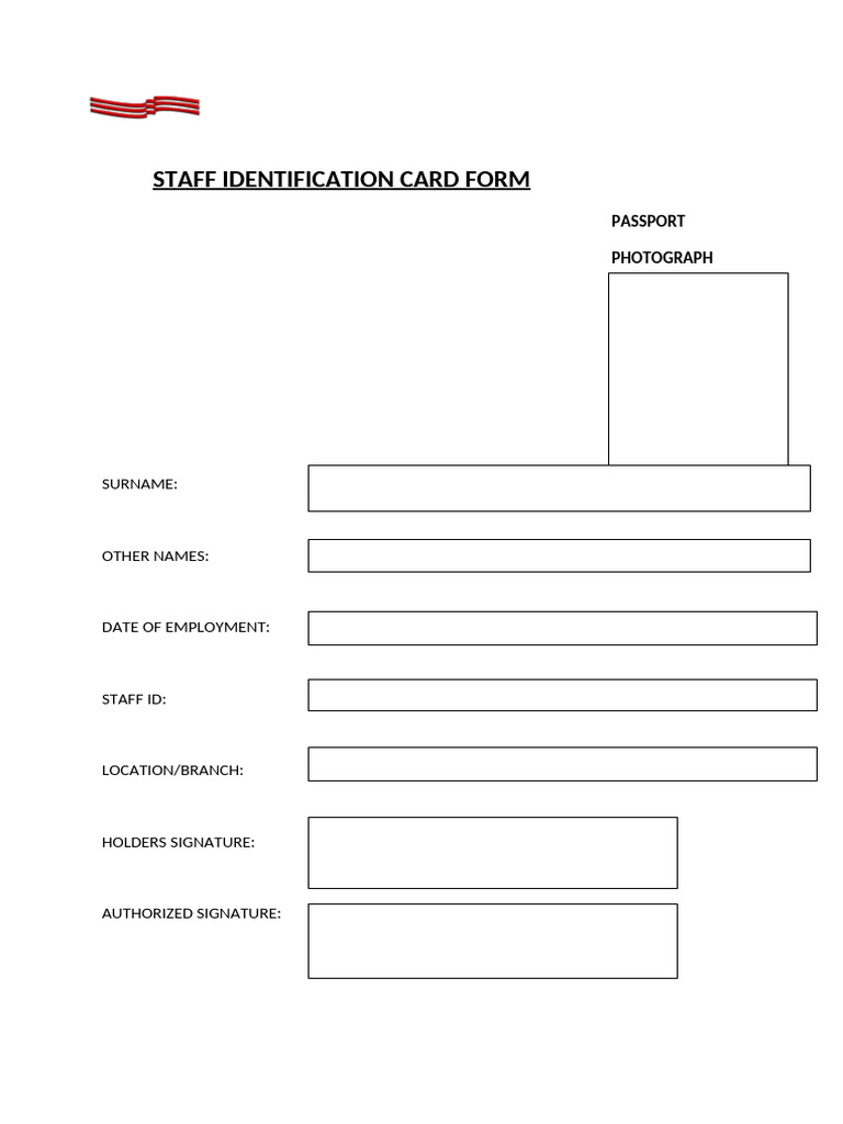 Staff Identification Card Form | PDF