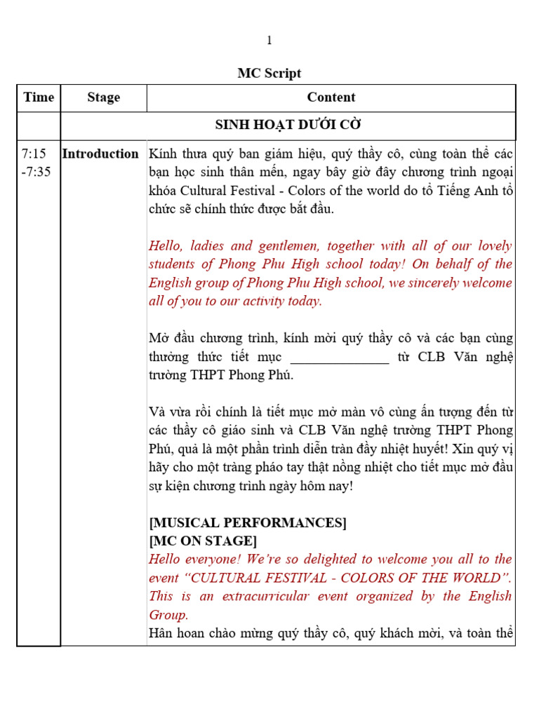 [Costume] MC Script | PDF