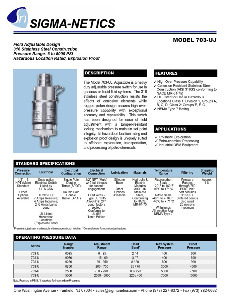 Sigma Netics 703 Uaj 6on | PDF | Switch | Stainless Steel