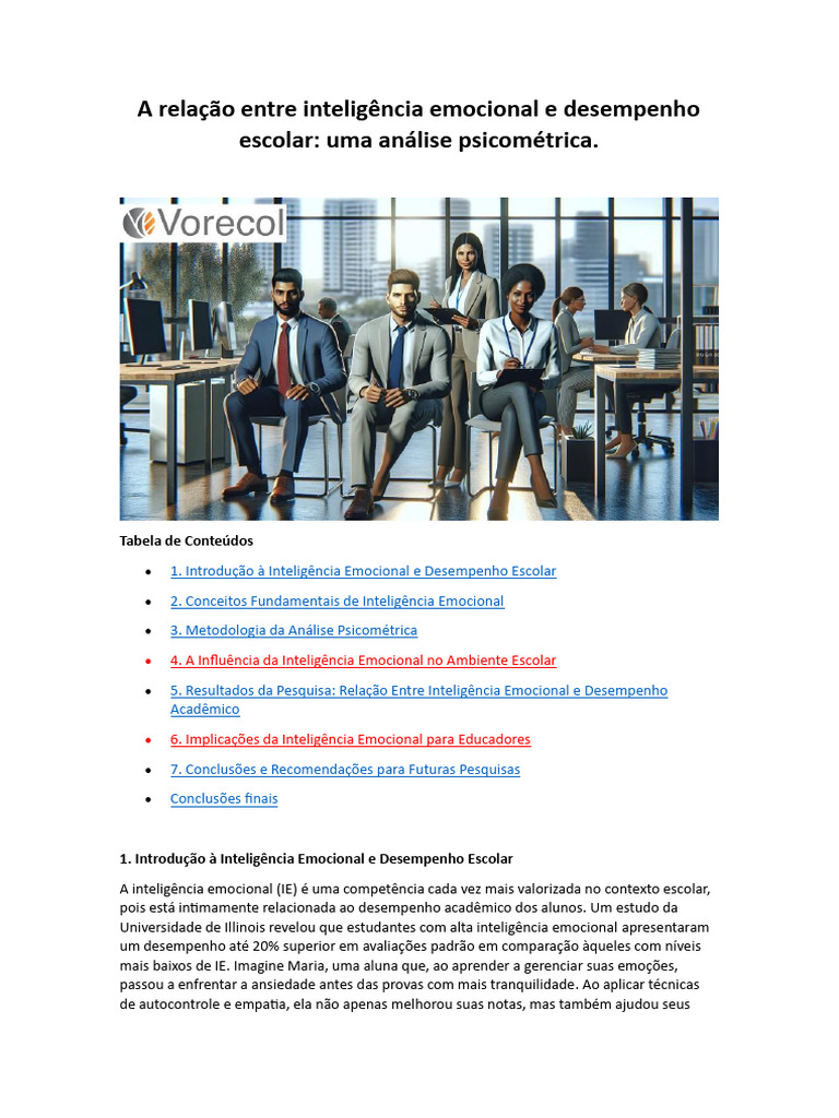 A Relação Entre Inteligência Emocional e Desempenho Escolar | PDF ...