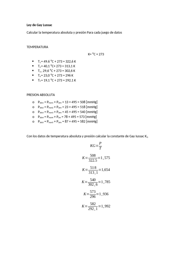 Ley de Gay Lussac | PDF | Gases | Mecánica de Medios Continuos
