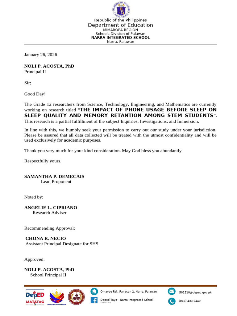 Letter for Principal New Format for III Subject | PDF