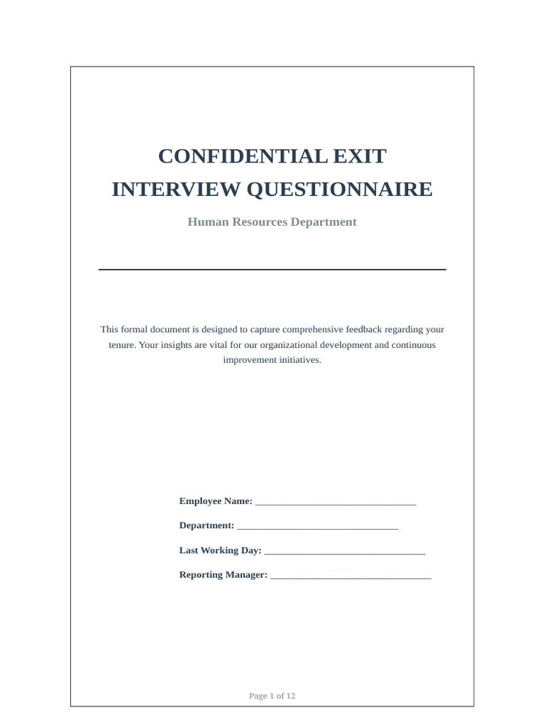 Formal Exit Questionnaire v4 | PDF | Corporate Social Responsibility ...