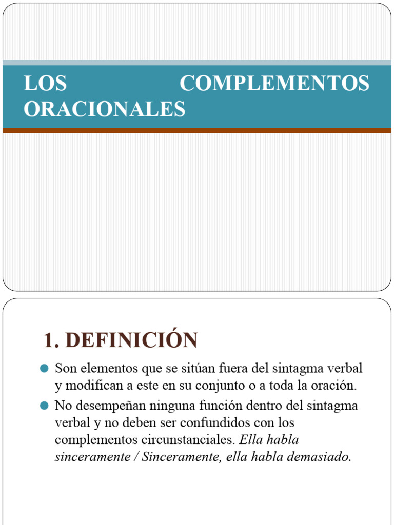 TEORÍA COMPLEMENTOS ORACIONALES | PDF | Adverbio | Mecánica del lenguaje