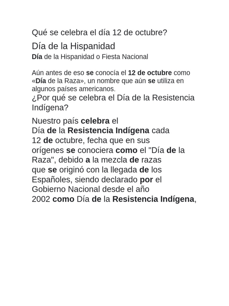 Qué Se Celebra El Día 12 de Octubre | PDF