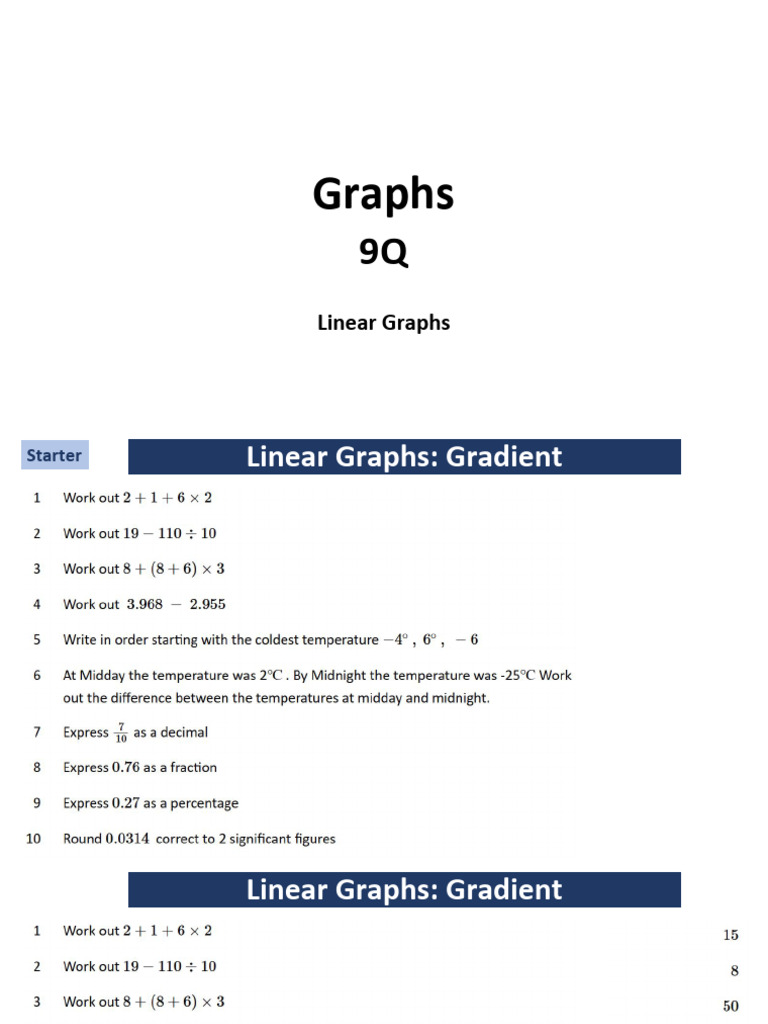 Linear Graphs - Gradients | PDF | Line (Geometry) | Gradient