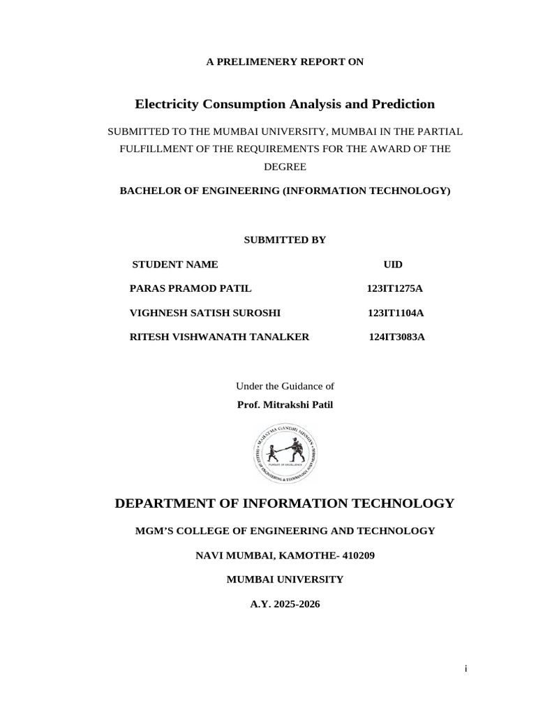 Electricity Consumption Analysis and Prediction REPORT | PDF | Machine ...