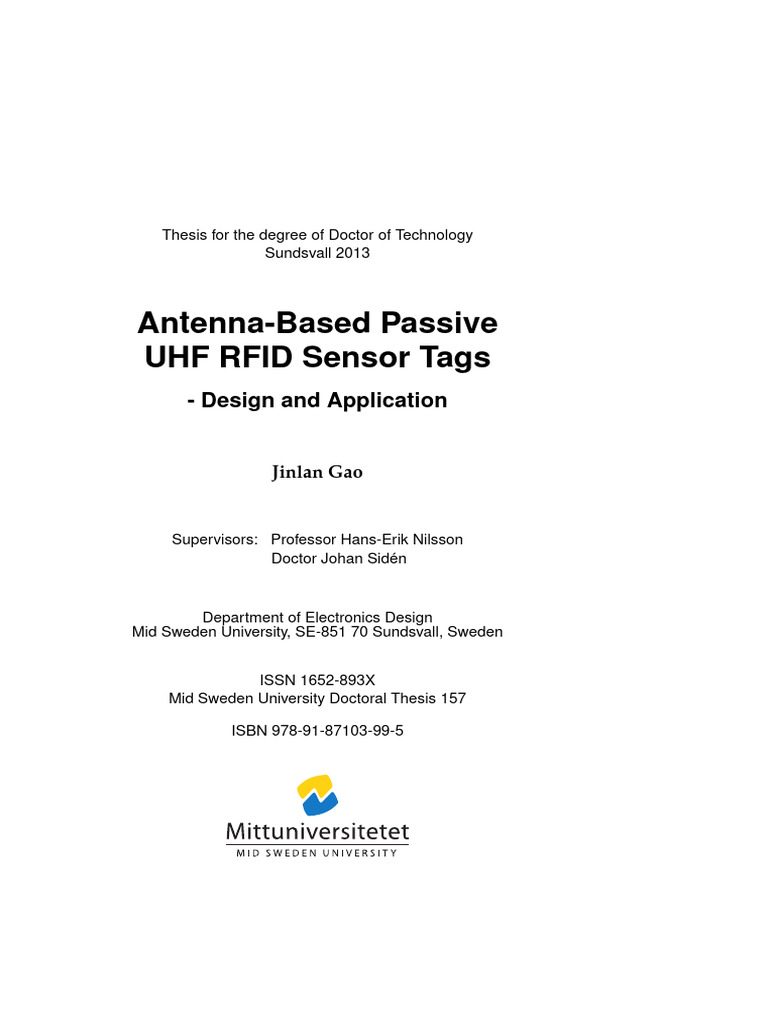 Antenna-Based Passive UHF RFID Sensor Tags | PDF | Radio Frequency ...